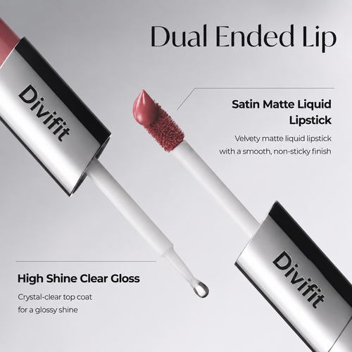 Perfect Twin Lip — Dual-Ended Liquid Lipstick with Velvet Matte Color and Glossy Shine