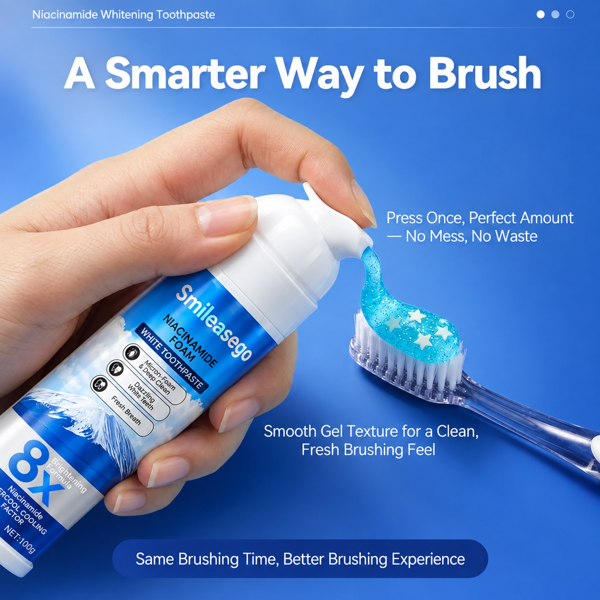 🎉Niacinamide Foaming Whitening Toothpaste 8X - Fresh Breath Stain Removal Gentle Teeth Cleaning 100ml-D
