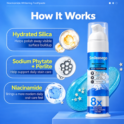 🎉Niacinamide Foaming Whitening Toothpaste 8X - Fresh Breath Stain Removal Gentle Teeth Cleaning 100ml-D