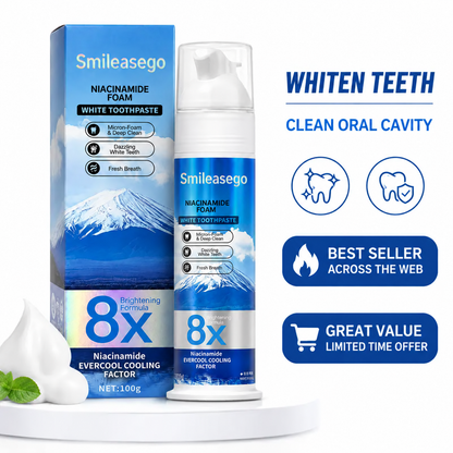 🎉Niacinamide Foaming Whitening Toothpaste 8X - Fresh Breath Stain Removal Gentle Teeth Cleaning 100ml-D